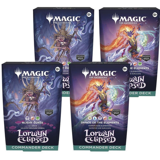 Magic: The Gathering Lorwyn Eclipsed - Commander Deck Set of 4 (2 Blight Curse and 2 Dance Of The Elements) - Estimated Arrival: Jan. 2026 (PRE-ORDER)