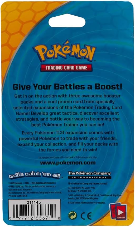 Pokemon TCG: 3 Booster Packs & 1 Random Foil | Includes 3 Blister Packs of Random Cards & 1 Individually Packed Holofoil Promo Card, 097712556710