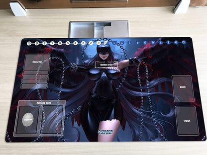 New DTCG Duel Playmat Digimon Ladydevimon Trading Card Game TCG CCG Mat Pad + Free Bag (ZD002-108-SM)