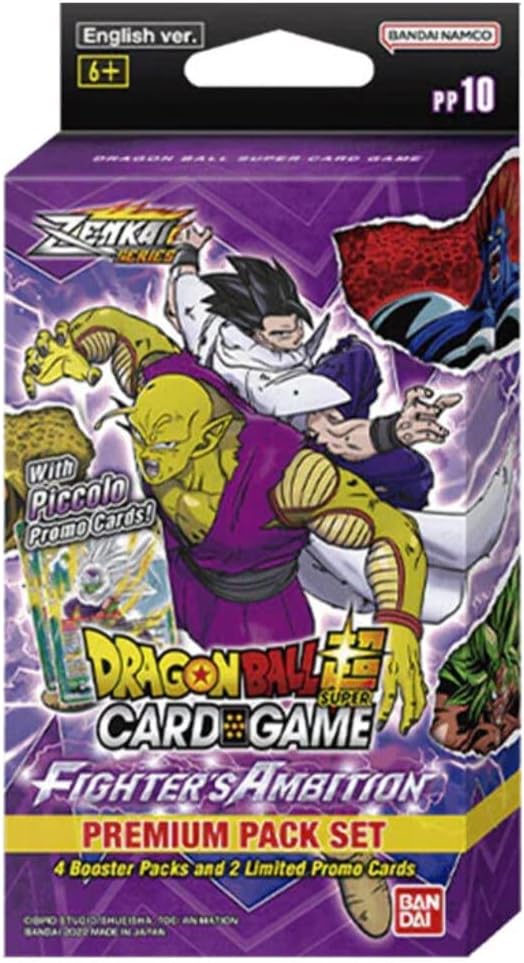 BANDAI NAMCO Entertainment Dragon Ball Super Trading Card Game Fighter's Ambition Premium Pack Set PP10 [4 Booster Packs + 2 Exclusive Promo Cards]