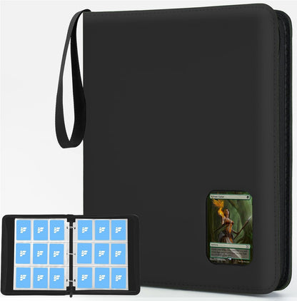 Trading Card Binder 9 Pocket, 360 Pockets Trading Card Holder Book, Premium PU Cover Zip Folder Binder, Side Loading Carrying Case Binder Album for TCG, MTG,Sports Cards, Game Cards (Orange-1)