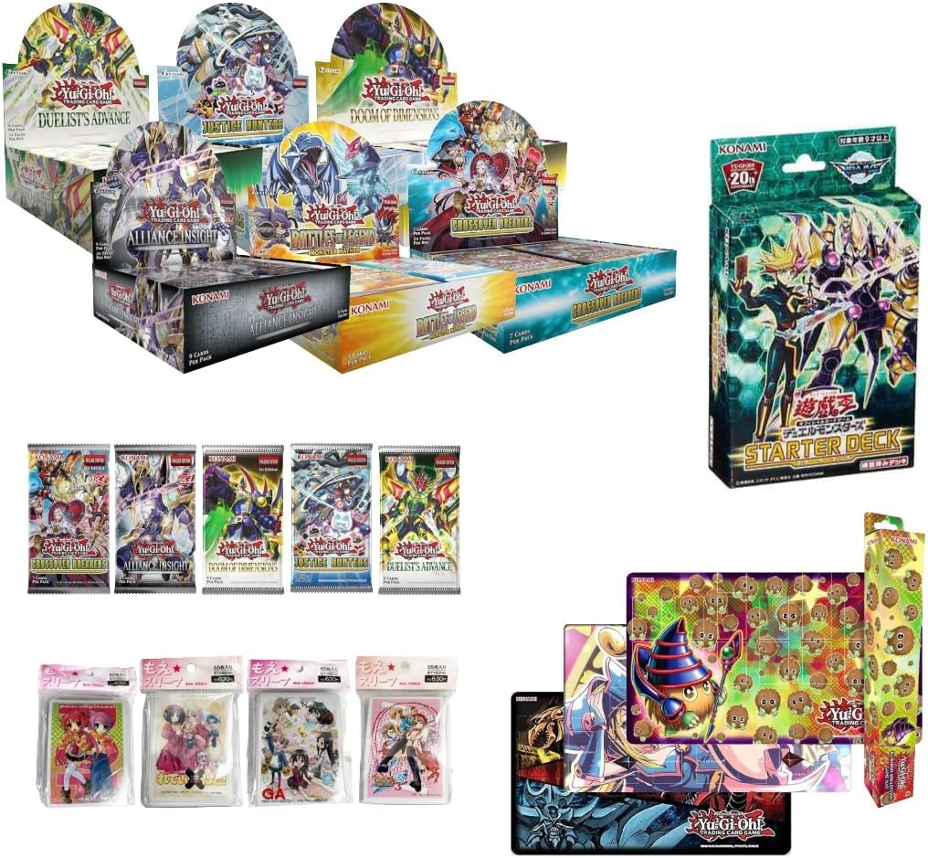 Yu-Gi-Oh! Yugioh Tournament Ready Starter Deck Builder Gift Bundle: 1 Booster Box + 5 Assorted Booster Packs + 1 Duel Monsters Starter Deck + 1 Pack Standard Size Sleeves + 1 Rubber Playmat