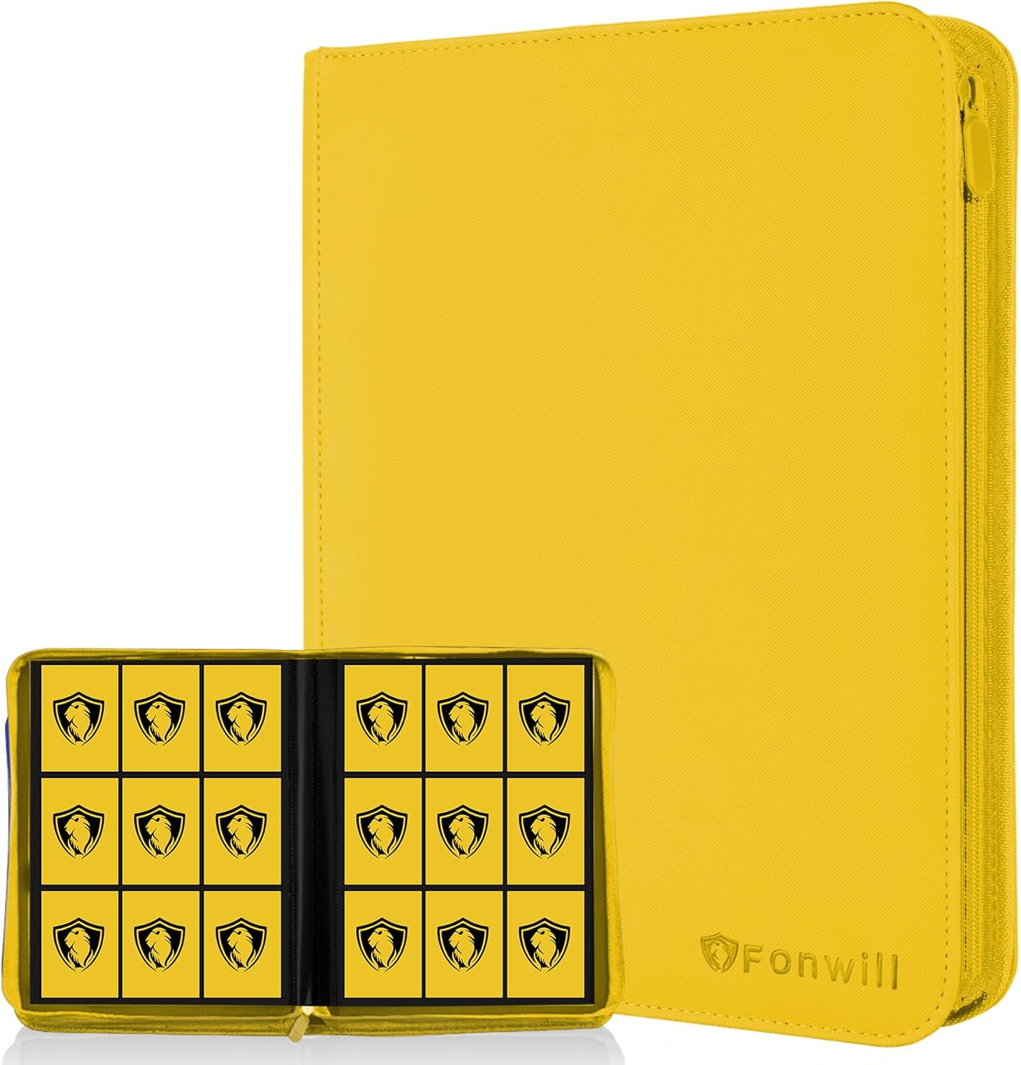 Trading Card Binder 9 Pocket, 360 Pockets Trading Card Holder Book, Premium PU Cover Zip Folder Binder, Side Loading Carrying Case Binder Album for TCG, MTG,Sports Cards, Game Cards (Orange-1)