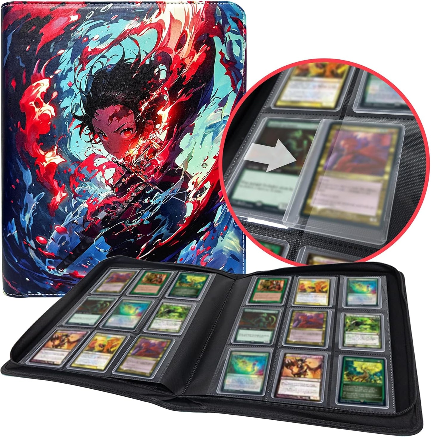 Toploader Binder for Dragon Ball Cards,Holds 288 Toploaders,9-Pocket Ringless Double-Sided Pockets for Dragon Ball Cards,Waterproof Top Loader Card Storage for Anime Cards