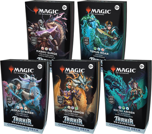 Magic: The Gathering Tarkir: Dragonstorm Commander Deck Bundle - Includes All 5 Decks (Abzan Armor, Jeskai Striker, Sultai Arisen, Mardu Surge, Temur Roar)