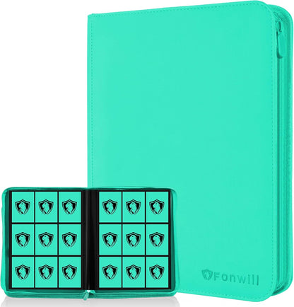 Trading Card Binder 9 Pocket, 360 Pockets Trading Card Holder Book, Premium PU Cover Zip Folder Binder, Side Loading Carrying Case Binder Album for TCG, MTG,Sports Cards, Game Cards (Orange-1)