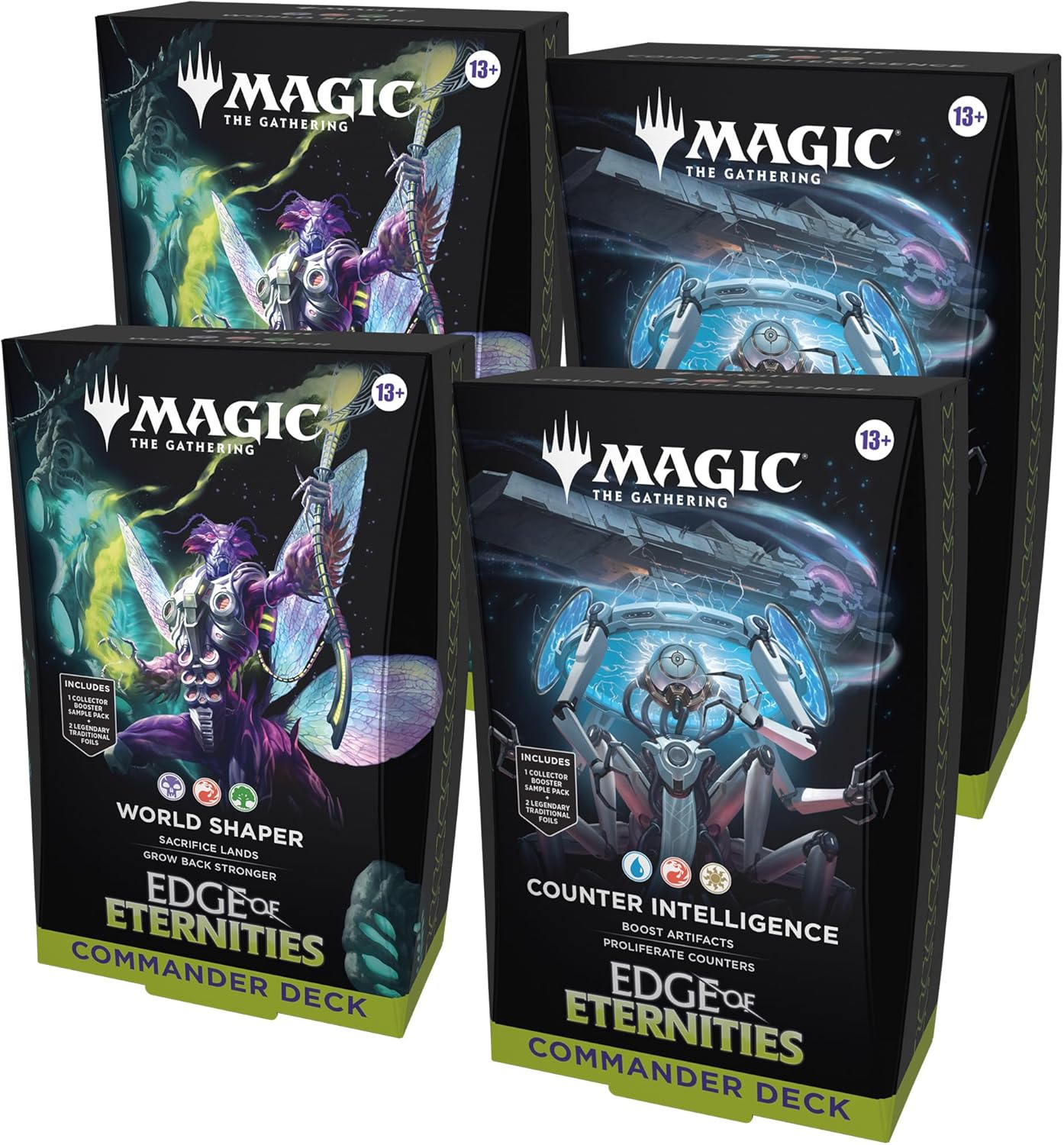 Magic: The Gathering Edge of Eternities Commander Deck Bundle - 2 of Each Deck (2 World Shaper + 2 Counter Intelligence)