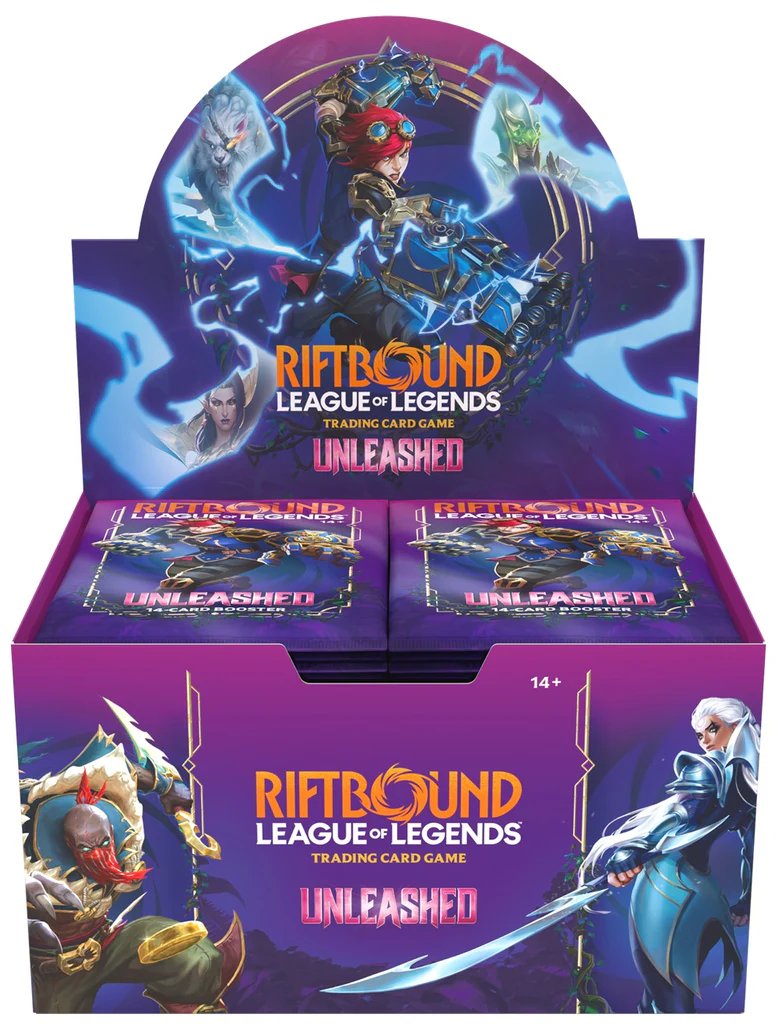Riftbound: League of Legends TCG Unleashed Booster Box – 24 Packs, 14 Cards Each, 220+ Cards, 30+ Alt-Arts, New Champions & Mechanics for Deck Building and Collectors (PRE-SALE MAY)