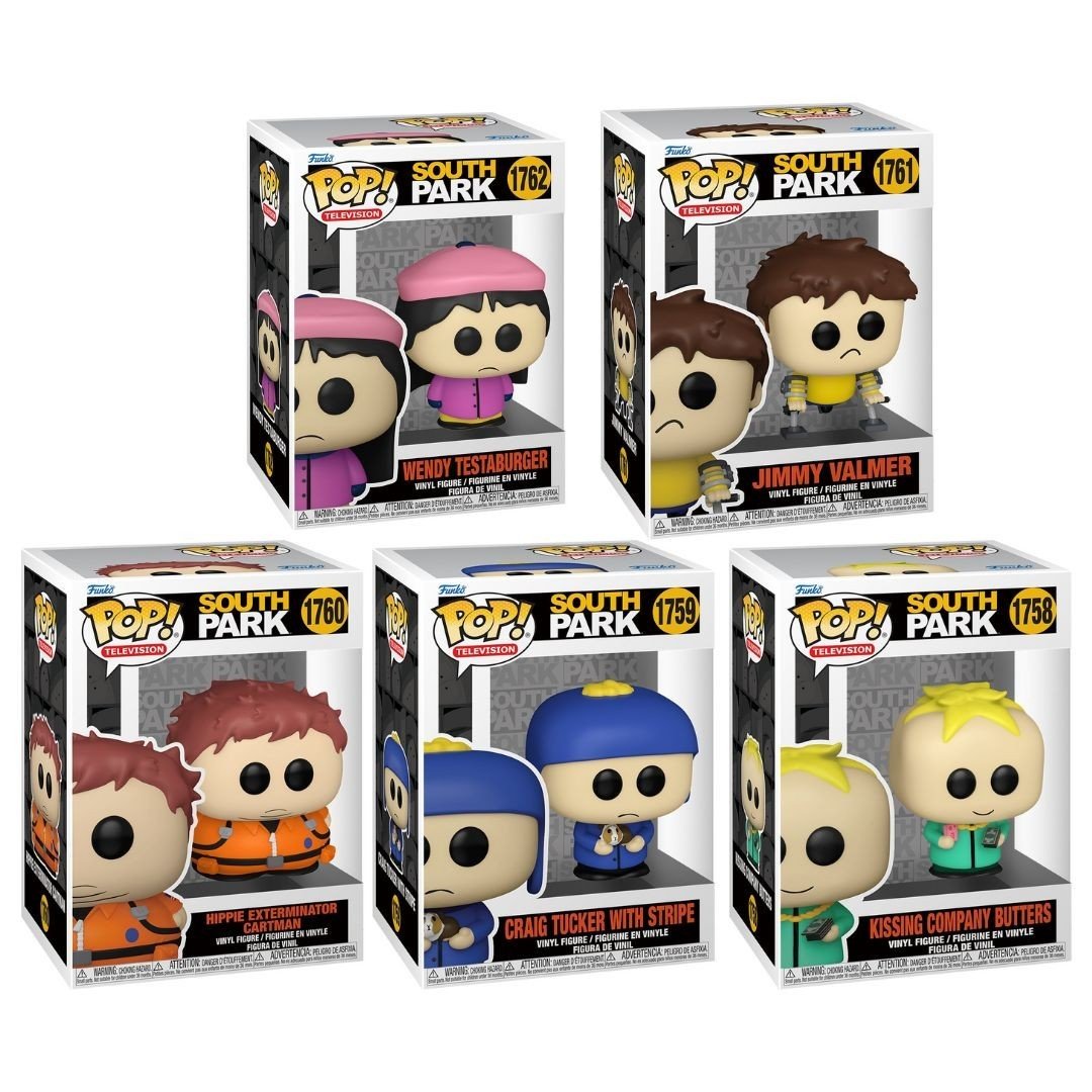 South Park Wave 6 Funko Pop! Television - Set of 5 (Wendy Testaburger #1762, Jimmy Valmer #1761, Hippie Exterminator Cartman #1760, Craig Tucker with Stripe #1759, Kissing Company Butters #1758) Collectible Vinyl Figures - ETA: Nov. 2025 (PRE-SALE)