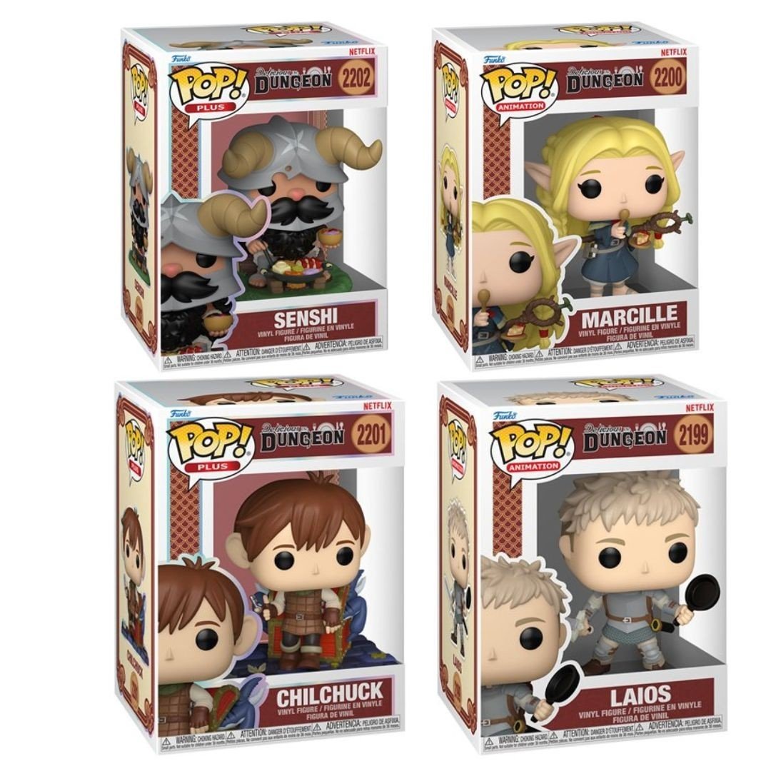 Delicious in Dungeon Funko Pop! Animation - Set of 4 (Senshi #2202, Marcille #2200, Laios #2199, and Chilchuck #2201) Collectible Vinyl Figures - Estimated Arrival: Nov. 2025 (PRE-SALE)