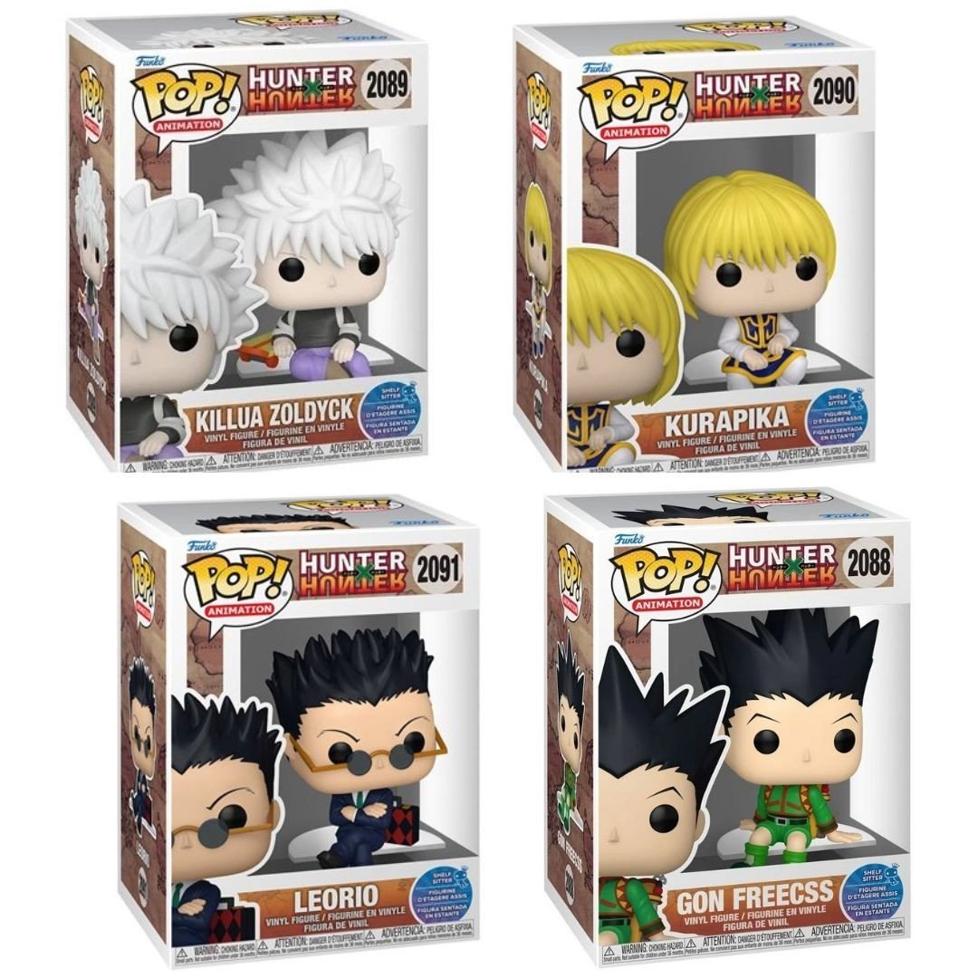 Hunter x Hunter Wave 6 Funko Pop! Animation - Set of 4 (Killua Zoldyck (Sitting) #2089, Gon Freecss (Sitting) #2088, Leorio (Sitting) #2091, and Kurapika (Sitting) #2090)  Collectible Vinyl Figures - Estimated Arrival: Nov. 2025 (PRE-SALE)