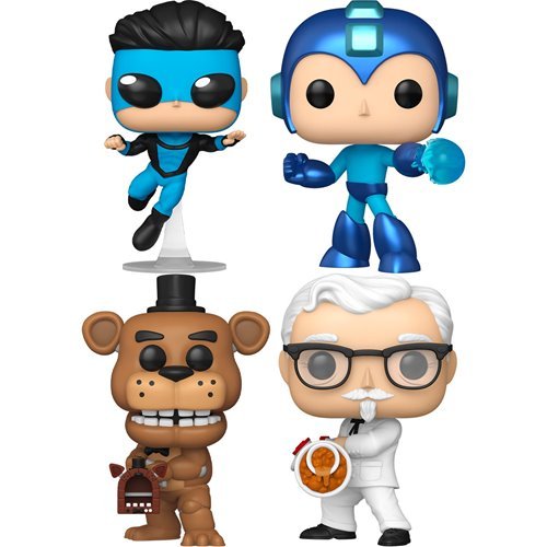 Funko Fusion Wave 3 Funko Pop! Games - Set of 4 (Freddy Fazbear with Pizza Launcher #1096, Mega Man #1097, Colonel Sanders #1115, and Invincible #1098) Collectible Vinyl Figures - Estimated Arrival: Nov. 2025 (PRE-SALE)